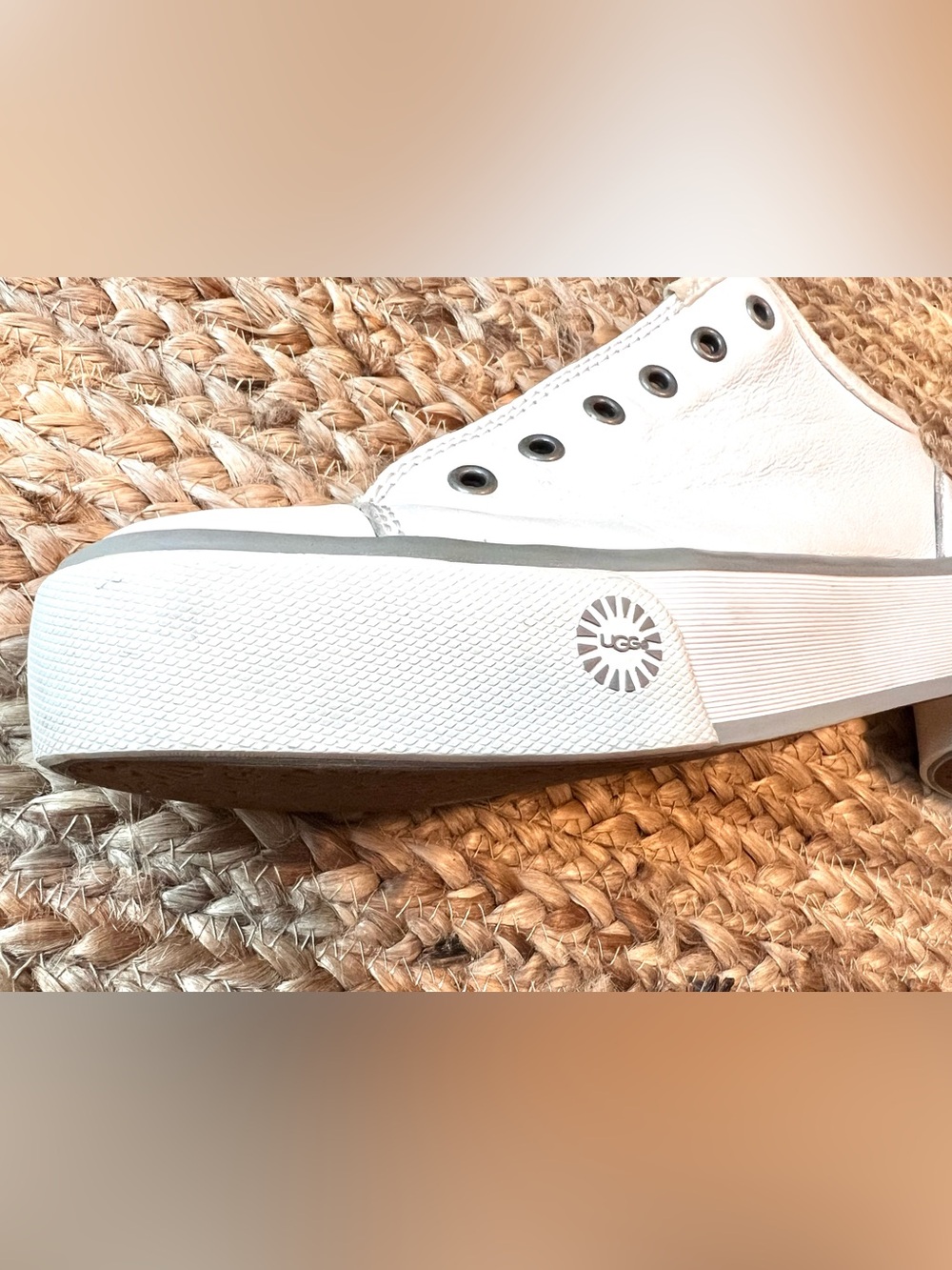 UGG Women's White Slip-On Platform Sneakers with Metal Eyelets